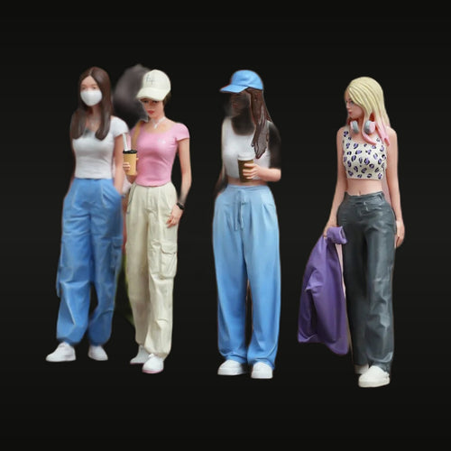 Modern Fashion Girl with Baseball Cap 1/24 Resin Figure