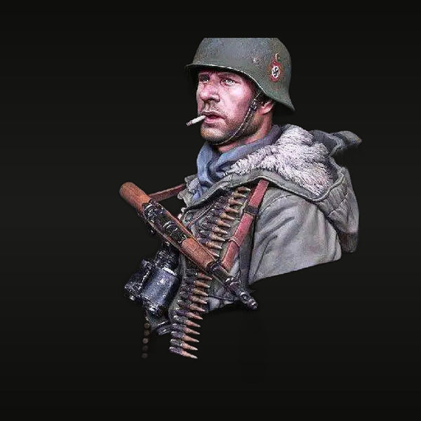 WWII German SS Totenkopf MG42 Gunner 1943 1/35 Resin Bust