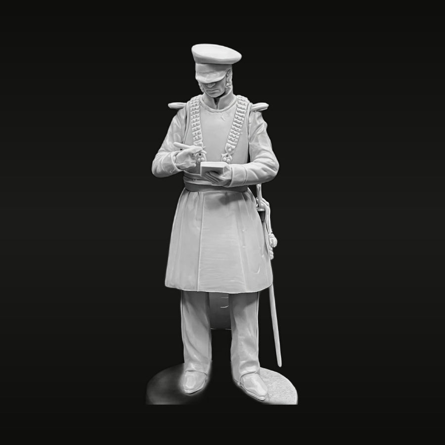 19th Century Military Officer Writing Notes 54mm Resin Figure Kit - unpainted resin model kit