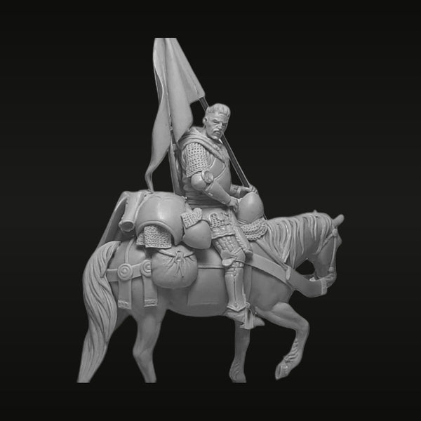 Polish Hussar Knight with Flag 54mm Resin Figure