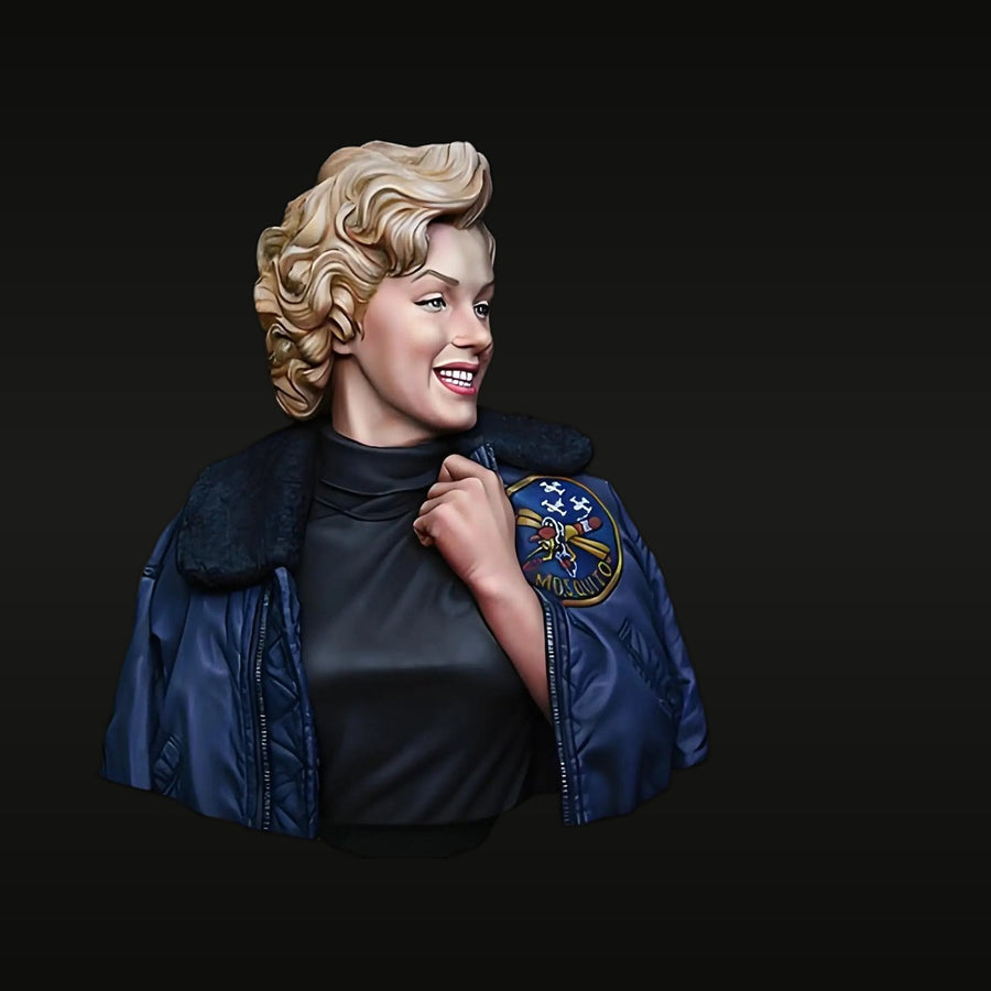 WWII US Female Pilot with Mosquito Squadron Flight Jacket 1/10 Resin Bust - unpainted resin model kit
