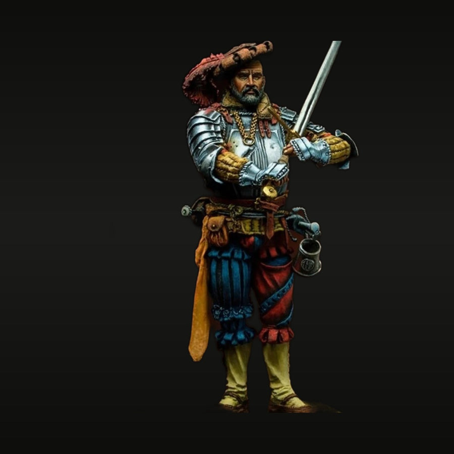 Renaissance Spanish Conquistador Captain with Sword 75mm Resin Figure Kit - unpainted resin model kit
