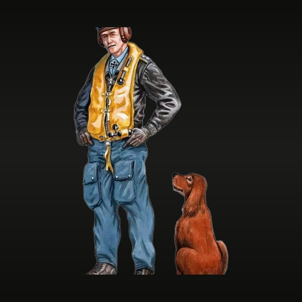 WWII German Luftwaffe Pilot with Dog 1/48 Resin Figure Kit