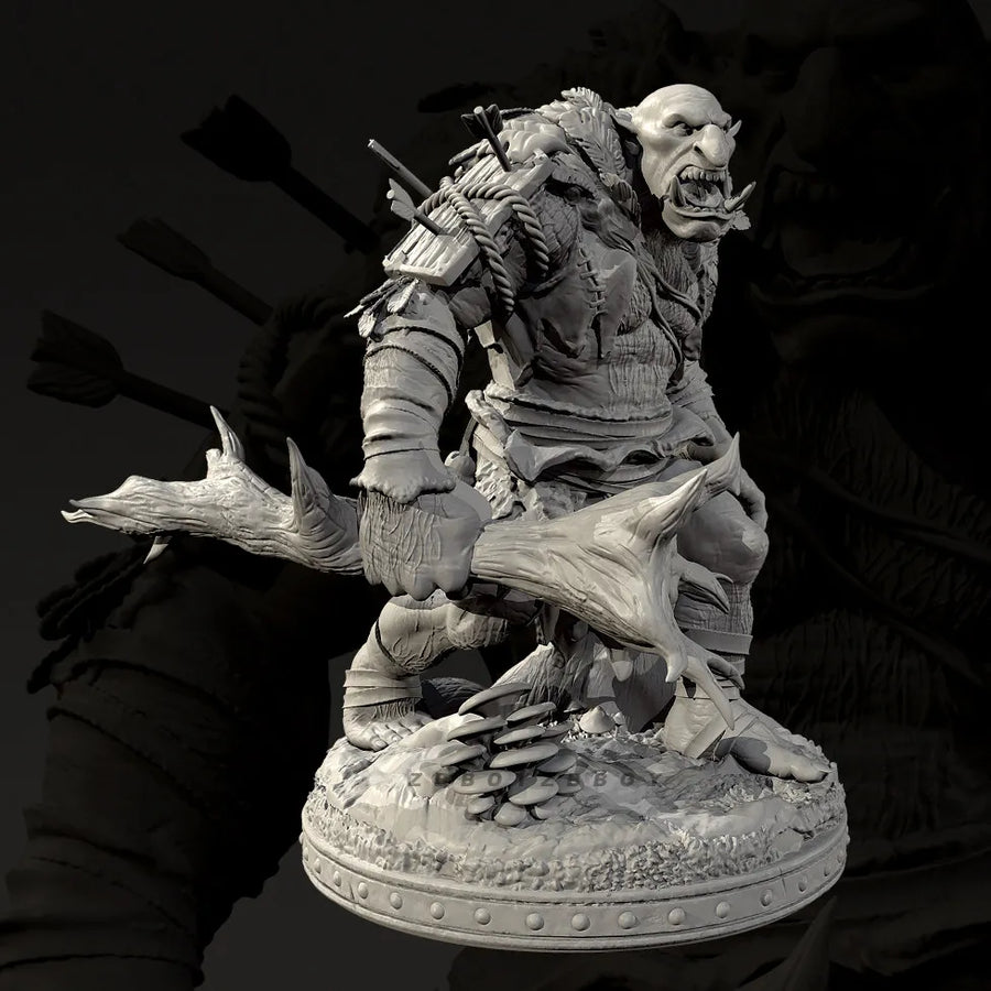 Fantasy Orc Warrior with Club and Creature 38mm Resin Figure Kit - resin model view 3