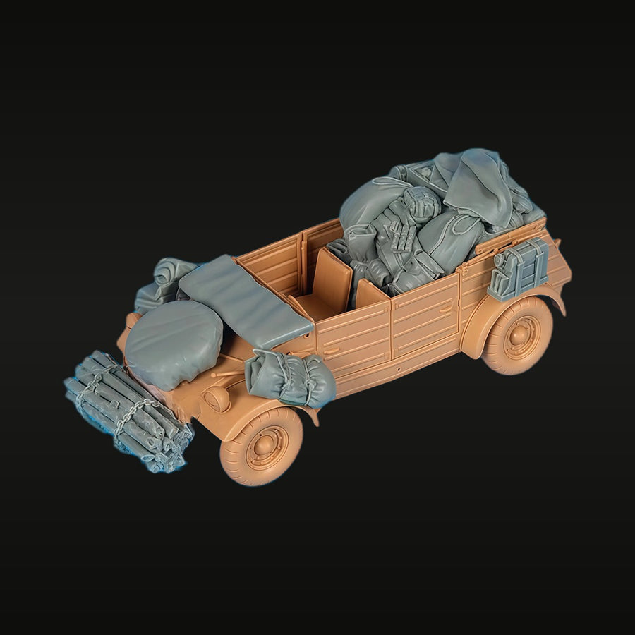 WWII German Kübelwagen with Stowage Diorama Set 1/35 Resin Kit - unpainted resin model kit