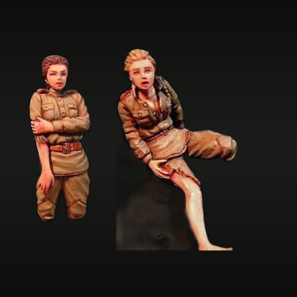 WWII Soviet Female Soldiers Wounded Set 1/35 Resin Figure Kit