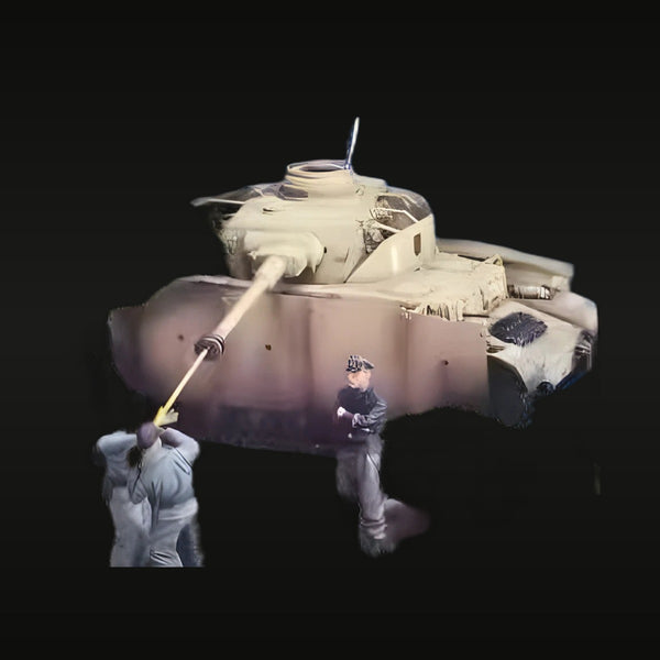 WWII German Panzer Crew with Tank Barrel Cleaning 2-Figure Diorama 1/35 Resin Kit