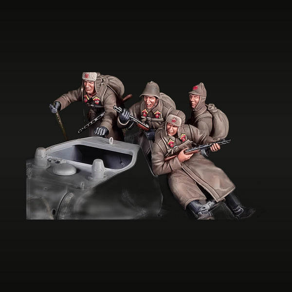 WWII Soviet Tank Crew 4-Figure Diorama 1/35 Resin Model Kit