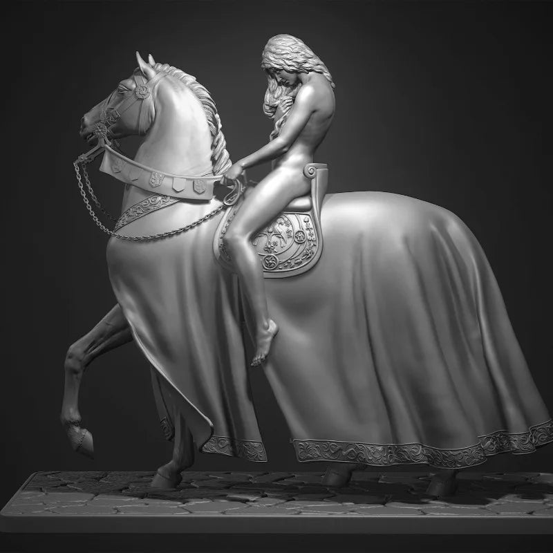 Medieval/Renaissance Caparisoned Horse 80mm Resin Model Kit - resin model view 2