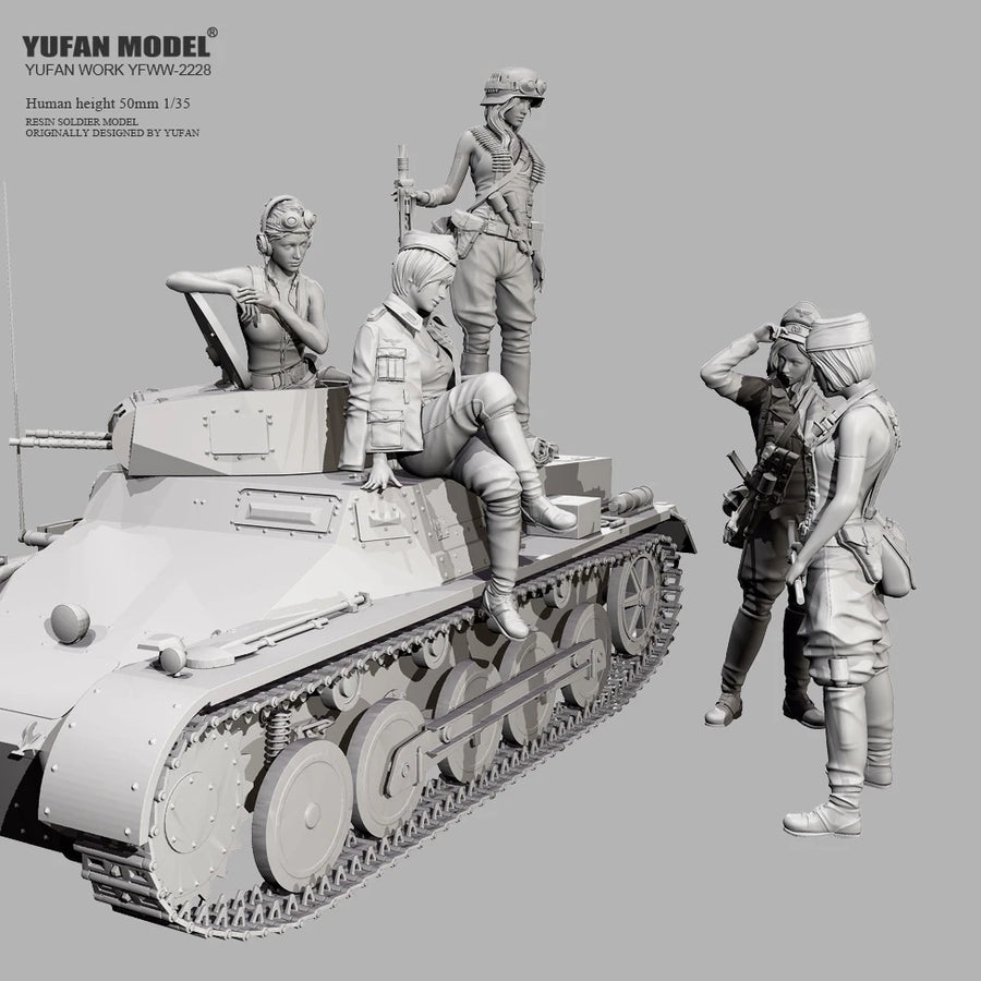 WWII German Panzer I with Female Crew 5-Figure Set 1/35 Resin Kit - resin model view 2