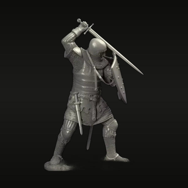 Medieval Knight with Two-Handed Sword and Kite Shield 1/24 Resin Figure Kit