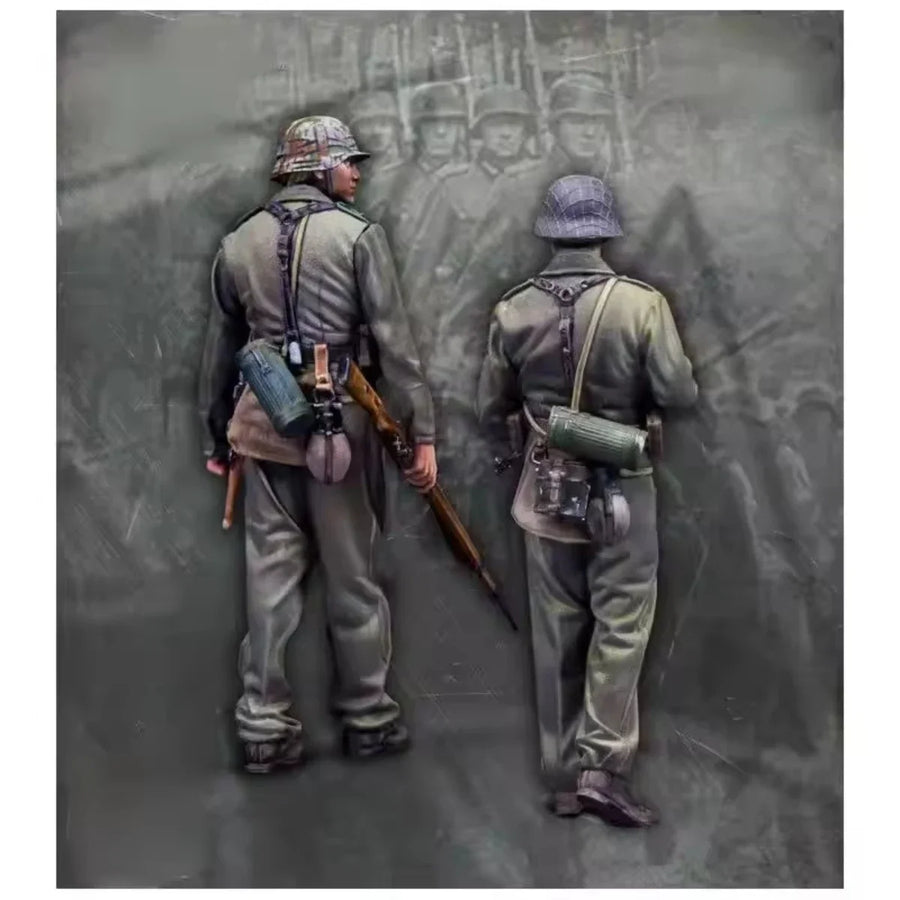 WWII German Wehrmacht Infantry Pair Kar98k MP40 1/35 Resin Figure Set - resin model view 2