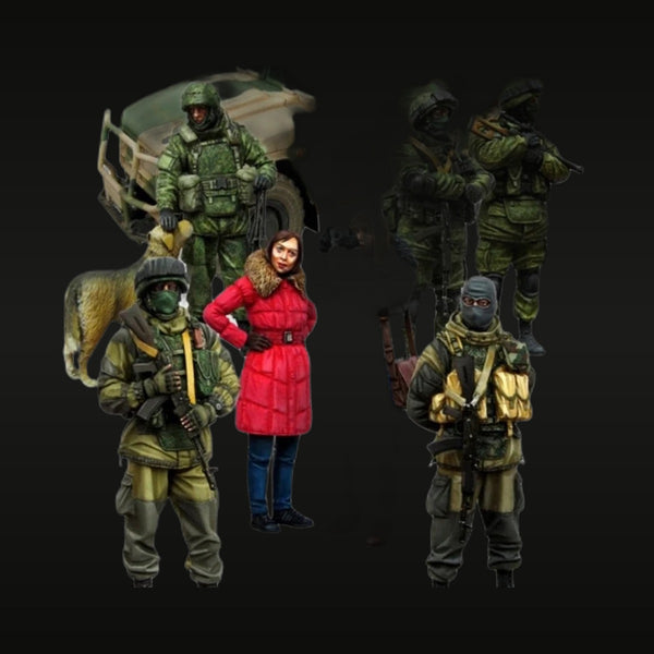 Modern Russian Soldiers with Civilian Woman 1/35 Diorama Set Resin Kit