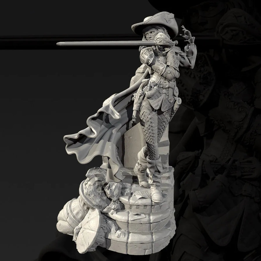 Reptilian Musketeer with Rapier | 38mm | Resin Figure Kit - resin model view 2