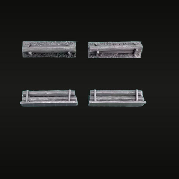 WWII Log Barriers 4-Piece Set 1/72 Resin Diorama Kit