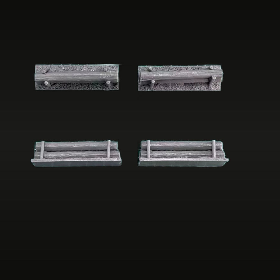 WWII Log Barriers 4-Piece Set 1/72 Resin Diorama Kit - unpainted resin model kit