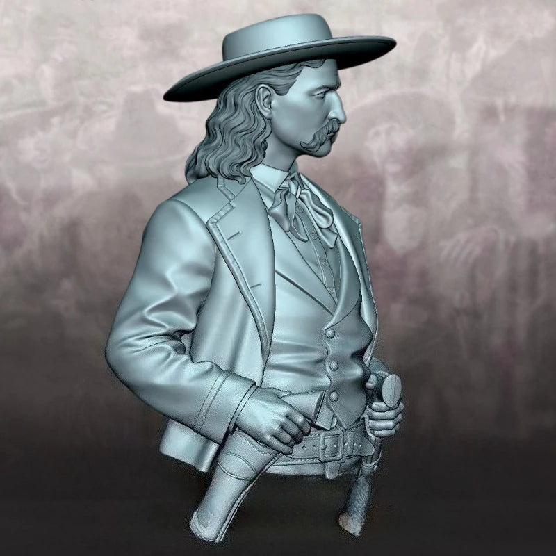 1/10 Scale Die-Cast Resin Bust Model Kit Wild West Cowboy Man Statue Unassembled and Unpainted