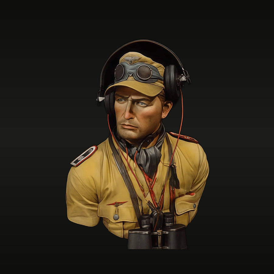 WWII German Luftwaffe Pilot with Flight Cap and Goggles 1/10 Resin Bust - unpainted resin model kit