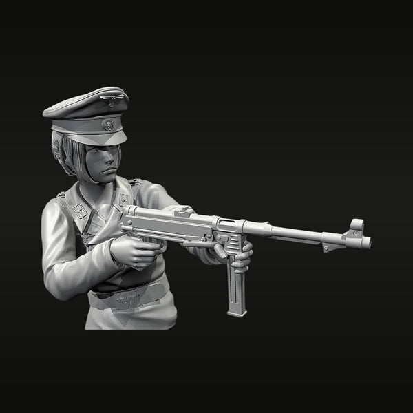 WWII German Luftwaffe Female Pilot with MP40 1/35 Resin Bust Kit