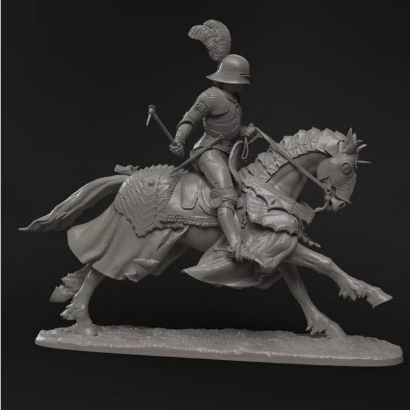 Medieval Knight's Warhorse with Caparison 1/24 Resin Mount Kit - resin model view 3
