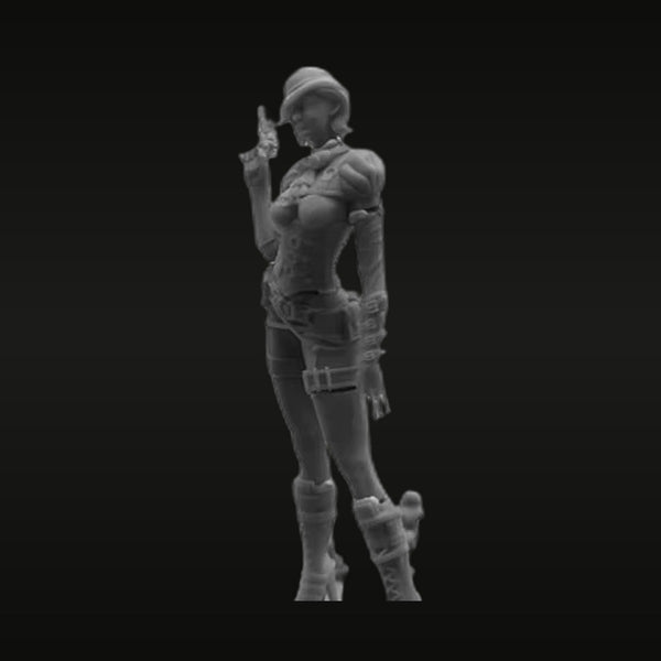 Steampunk Female Soldier with Revolver 1/24 Resin Figure Kit
