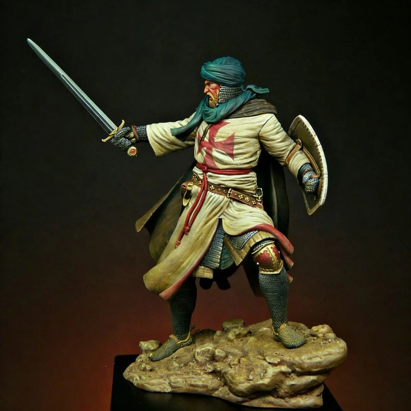 1/24 Scale 75Mm Die-Cast Resin Figure Model Kit Ancient Knight Templar Hobby Miniature Toys Unassembled Unpainted Diorama