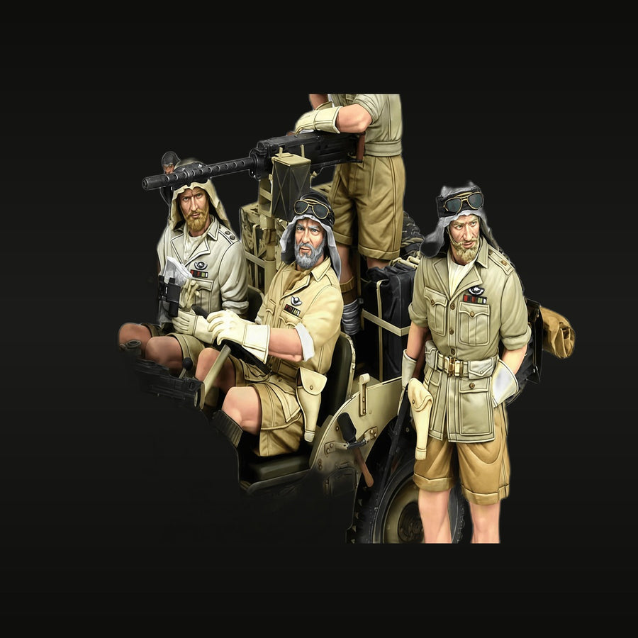 WWII British Desert Force Long Range Desert Group 4-Figure Set 1/16 Resin Kit - unpainted resin model kit