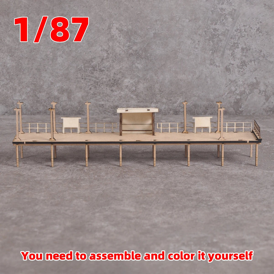 Assembly Architectural Sand Table Train Railway Residence Dwelling Railway Station Platform Diorama Scale Model Kit 1/87