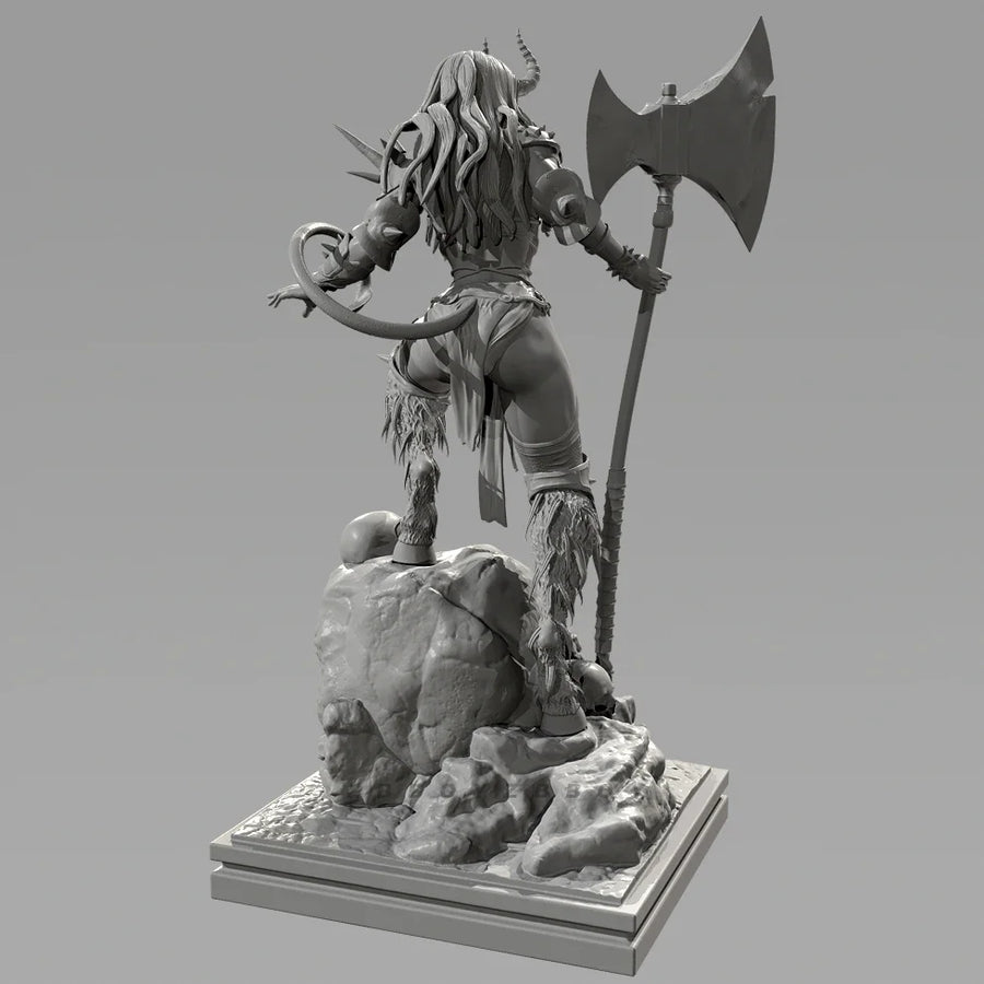 Fantasy Demon Sorceress with Clawed Gauntlet 50mm Resin Figure Kit - resin model view 3