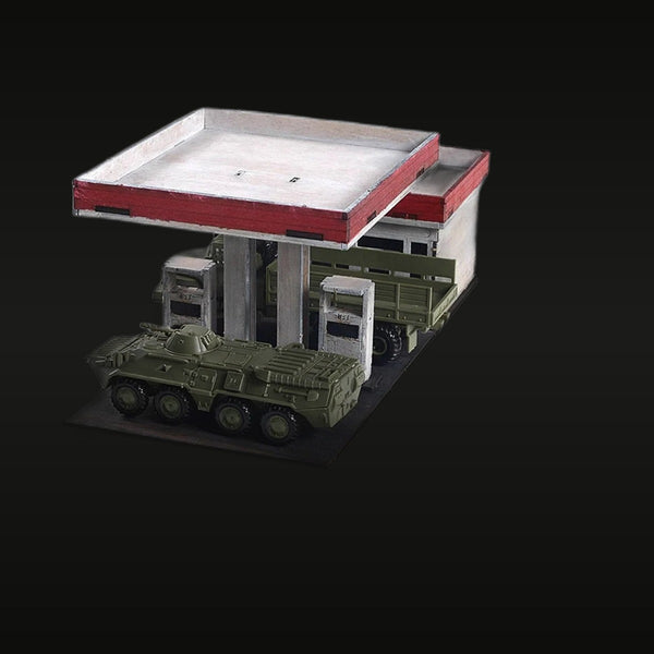 Soviet/Russian Military Fuel Depot Diorama with BTR APC 1/72 Resin Kit