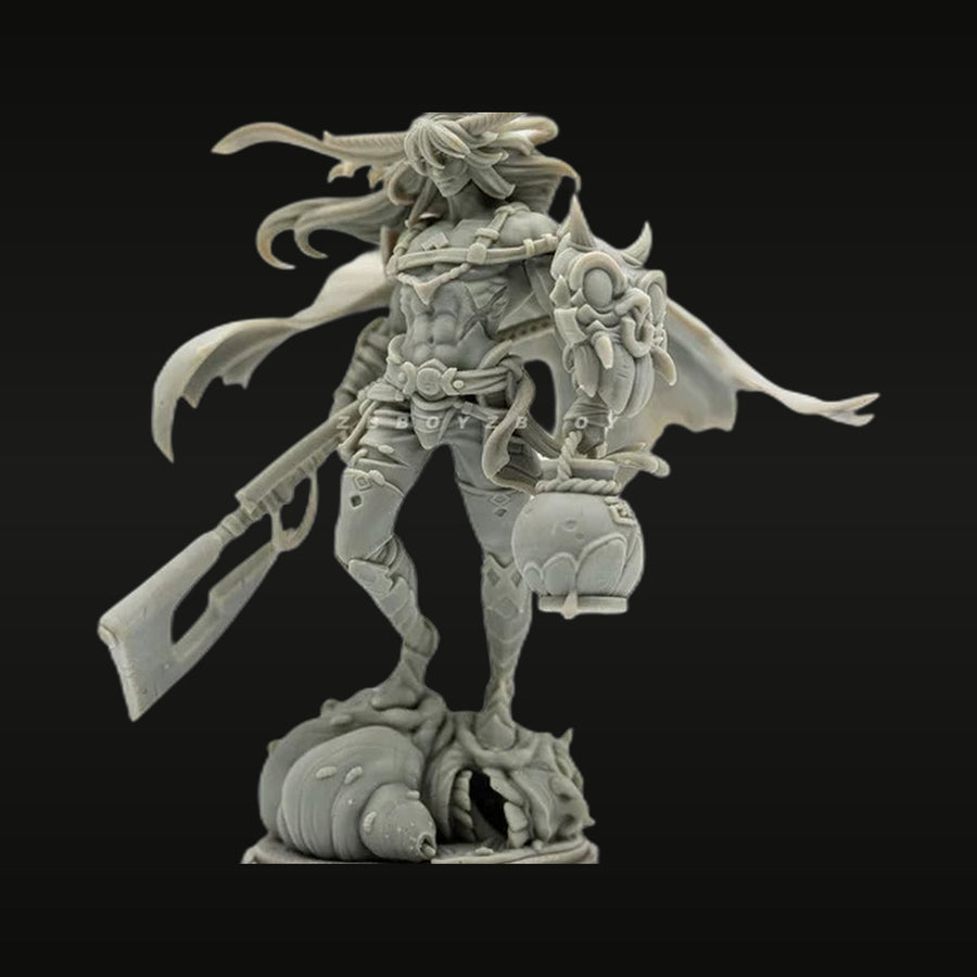 Demon Horned Warrior with Blade 38mm Resin Figure Kit - unpainted resin model kit