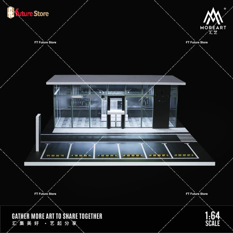 1/64 Scale Simulate Miniature Parking Lot Light Architecture Diorama Car Park Street Scene Building Model Showroom Decor Display