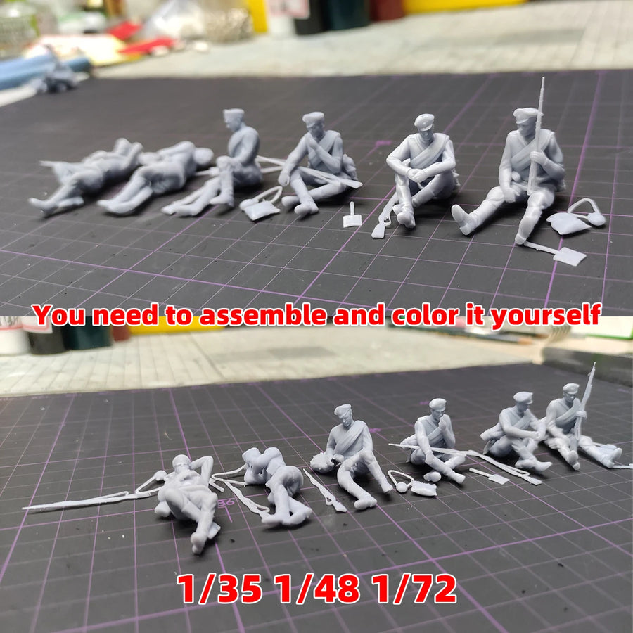 WWII Soviet Soldiers Rest Diorama Set 1/72 Resin Kit - resin model view 5
