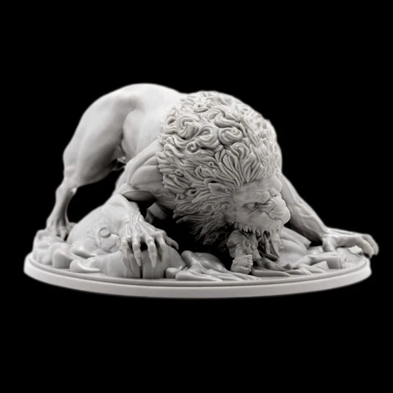 Crouching Lion 100mm Resin Figure Kit Unassembled - resin model view 2