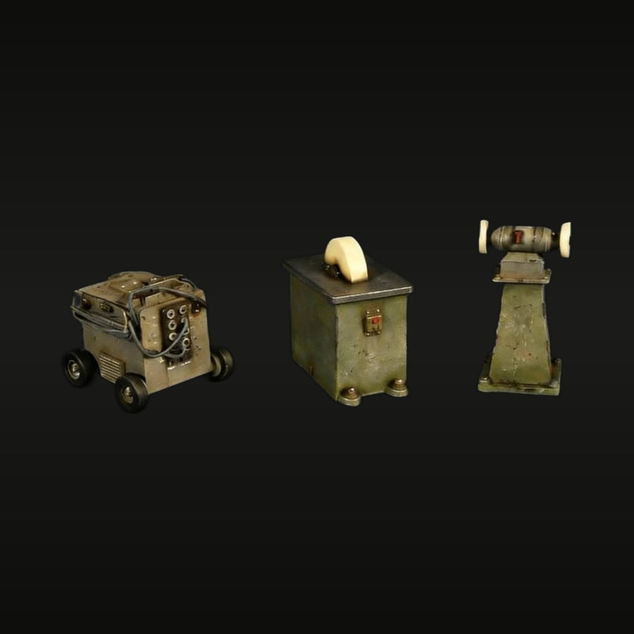 WWII German Workshop Equipment Set Mobile Welder Lathe 1/35 Resin Diorama Kit - unpainted resin model kit
