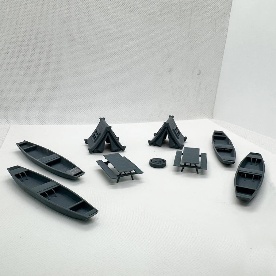 Medieval Rowboats and Tents Terrain Accessory Resin Kit - resin model view 5