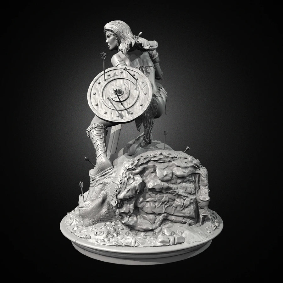 Fantasy Female Warrior with Sword 50mm Resin Bust Kit - resin model view 4