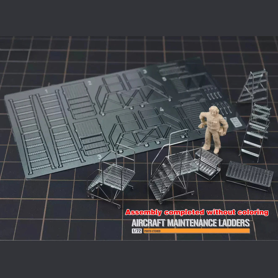1/72 PE Aircraft Scale Model Kit Maintenance Ladders Climbing Ladder Platform Ottoman Folding Ladder Sand Table Diorama Models