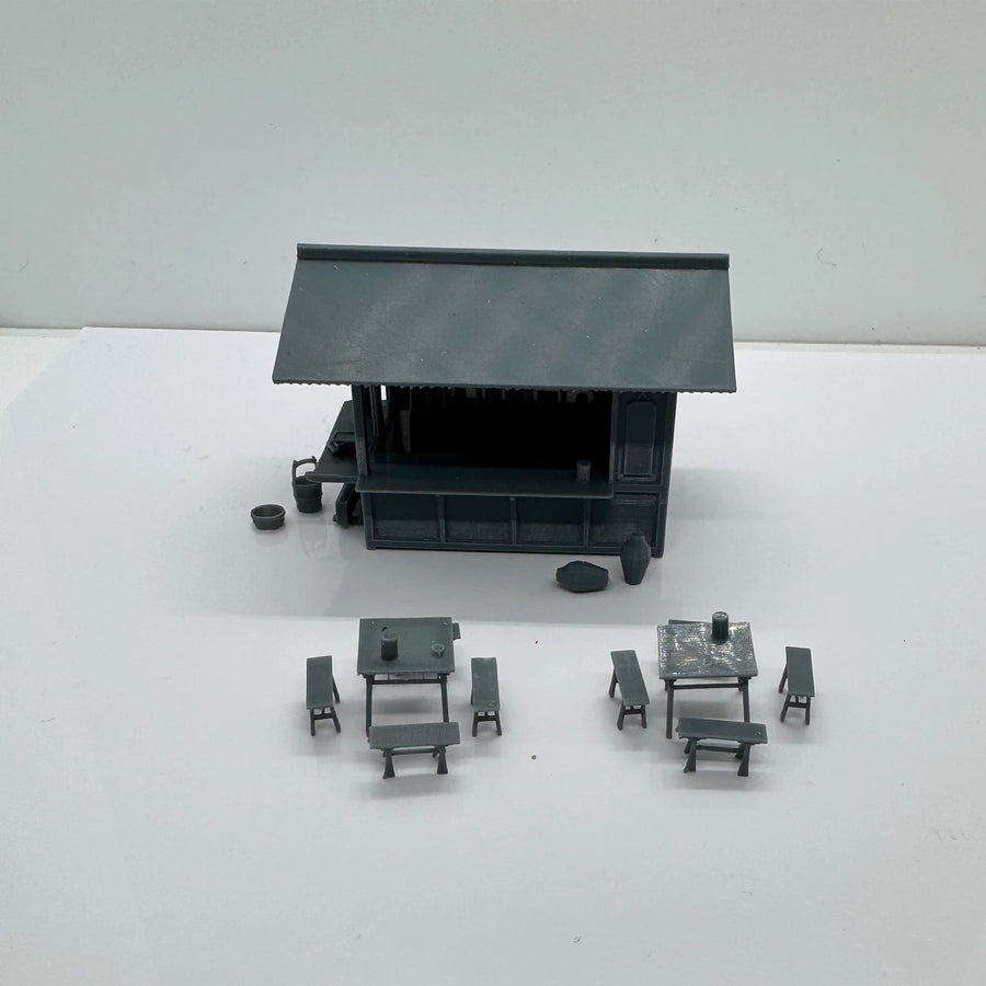 Vintage Tea Stall with Table and Chair Decorations LYTS094 1/220 1/48 1/64 1/72 1/87 1/144 1/160 Z Scale Miniature Scene