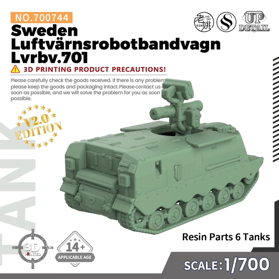 1/144 1/200 1/350 1/700  SS744 Military Model Kit Sweden Luftvärnsrobotbandvagn Lvrbv.701 Miniature Static War Games