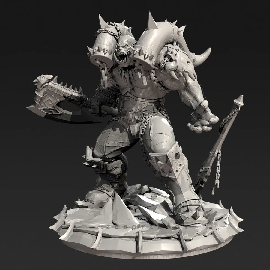 Orc Warlord Multi-Head 50mm Resin Figure Kit - resin model view 2