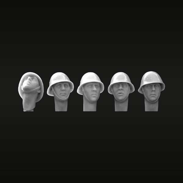 WWI British Soldier Heads with Brodie Helmet 1/35 Resin 5-Pack