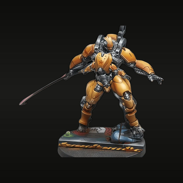 Sci-Fi Golden Soldier with Energy Rifle 28mm Pre-Painted Figure