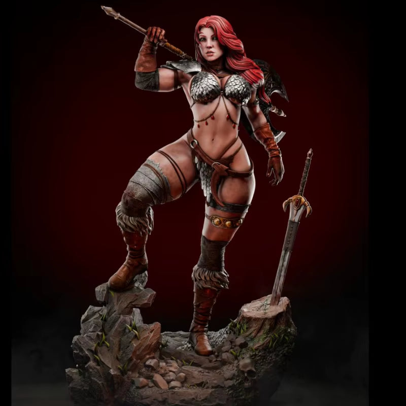 Fantasy Male Warrior with Double-Axe and Swords 1/24 Resin Figure Kit - resin model view 2