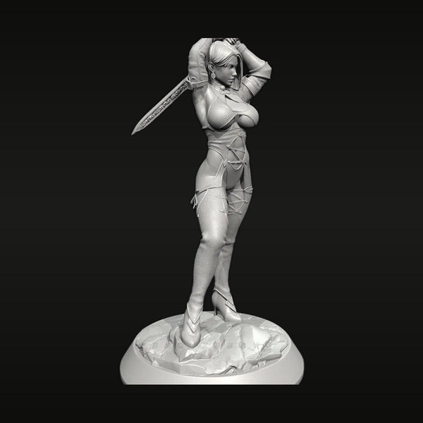 Fantasy Female Warrior with Sword Dynamic Pose 38mm Resin Bust Kit