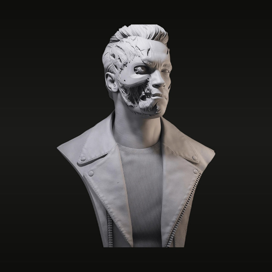 Sci-Fi T-800 Cyborg Battle-Damaged Resin Bust Kit - unpainted resin model kit
