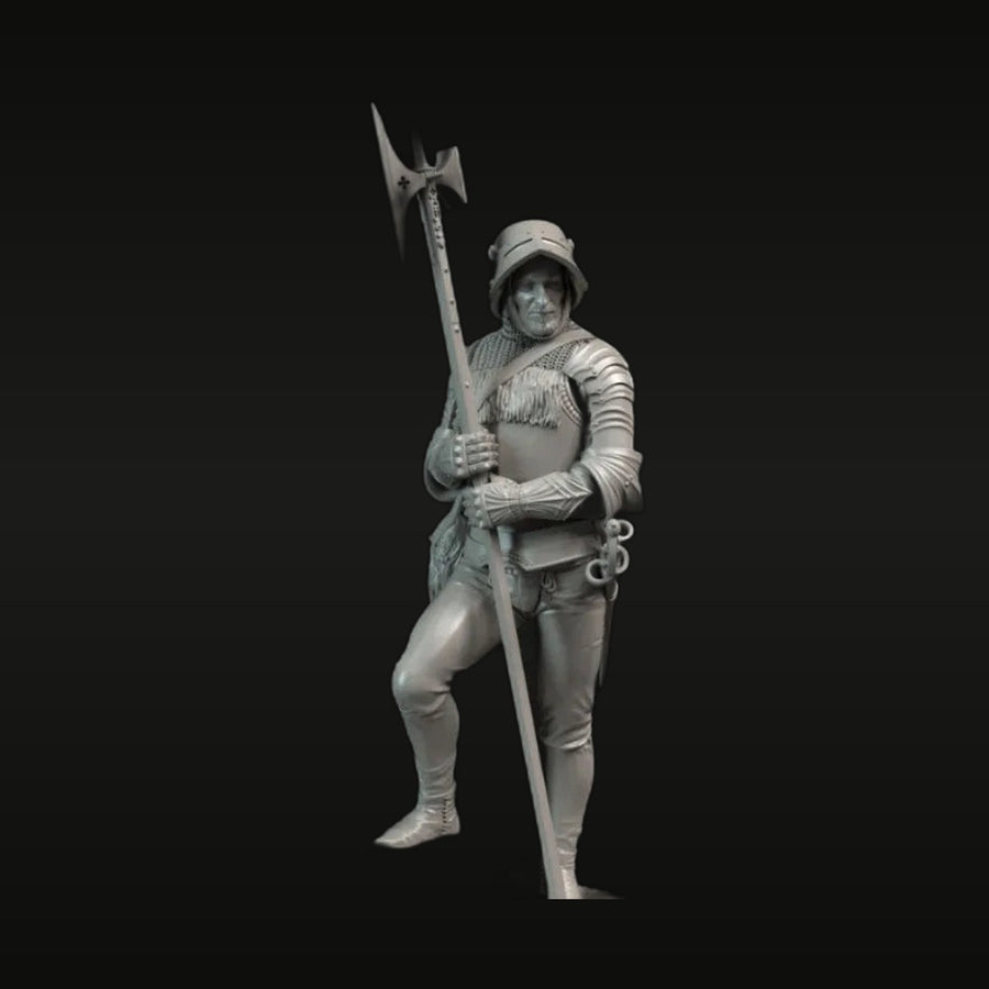 Medieval Knight with Halberd 1/24 Resin Figure Kit - unpainted resin model kit