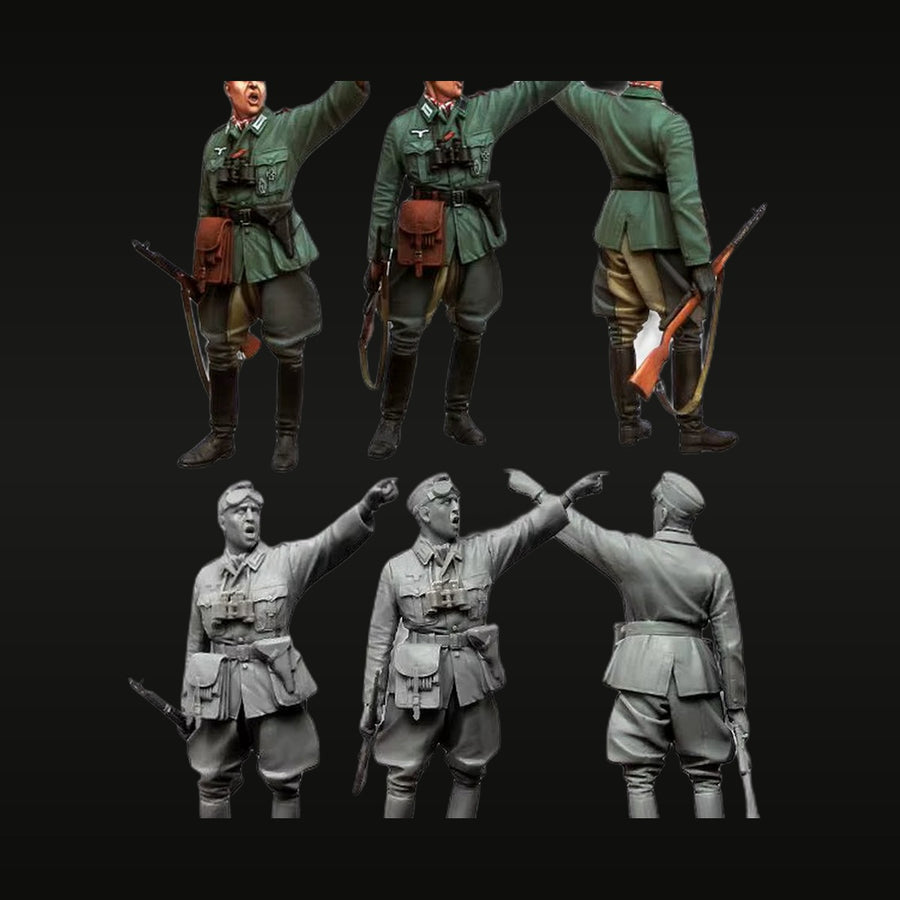 WWI German Officer with Rifle Set Multiple Poses 1/35 Resin Figure Kit - unpainted resin model kit