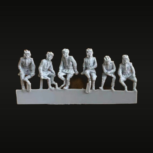 Soviet Tank Crew Seated 6-Figure Set 1/72 Scale Resin Figures