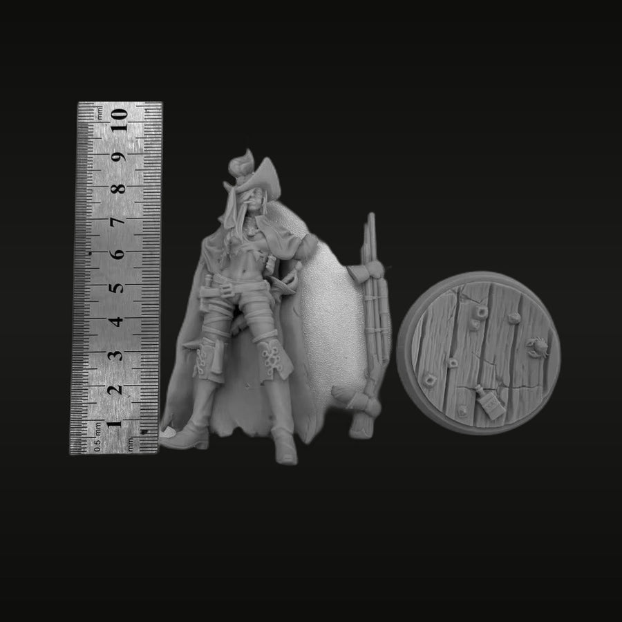 Bad Eye Bonnie Pirate Musketeer with Flintlock 1/24 Resin Figure Kit - unpainted resin model kit